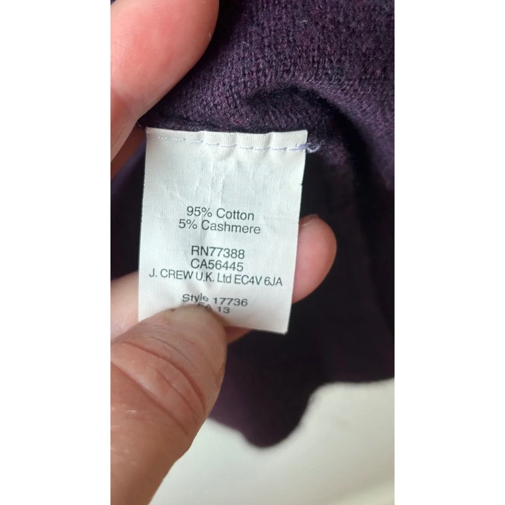 J.Crew Mens Small Purple V Neck Sweater Cotton Cashmere Blend Long Sleeve Knit
